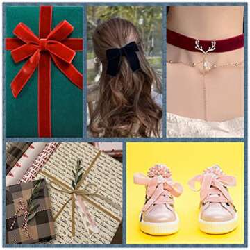 Abbaoww 50 Yards Vintage Brown Velvet Ribbon 3/8 Inch for Gift Wrapping Christmas Wedding Home Decoration DIY Projects (Brown)