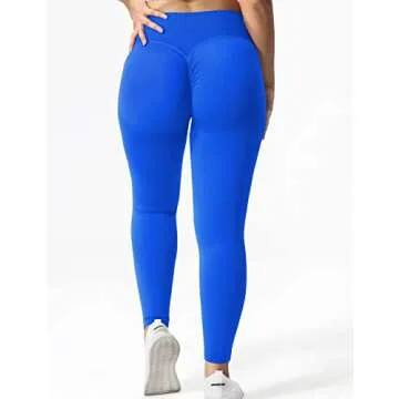 YEOREO Scrunch Butt Lift Leggings for Women Workout Yoga Pants Ruched Booty High Waist Seamless Leggings Compression Tights Royal Blue L
