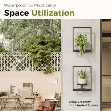 Bamworld Wall Planters for Indoor Plants Metal Wall Plant Holder Plant Hanger Wall Decor Wall-Mounted Wall Hanging Planters Outdoor Plant Rack Black 2 Pack (Patent Design)