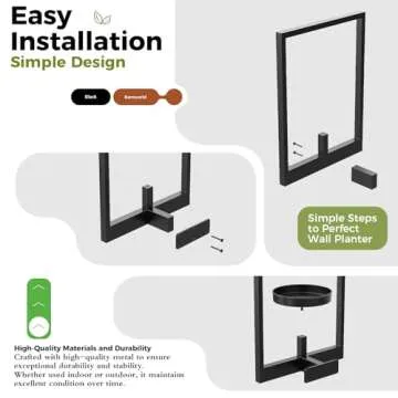 Bamworld Wall Planters for Indoor Plants Metal Wall Plant Holder Plant Hanger Wall Decor Wall-Mounted Wall Hanging Planters Outdoor Plant Rack Black 2 Pack (Patent Design)