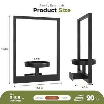 Bamworld Wall Planters for Indoor Plants Metal Wall Plant Holder Plant Hanger Wall Decor Wall-Mounted Wall Hanging Planters Outdoor Plant Rack Black 2 Pack (Patent Design)