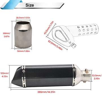 Motorcycle Slip On Muffler,1.5-2" Carbon Fiber Unversal Slip on Silencers & Mufflers For Dirt Bike S...