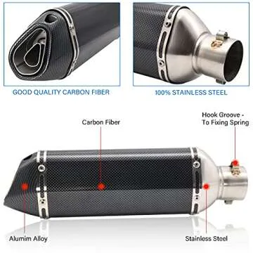 Motorcycle Slip On Muffler,1.5-2" Carbon Fiber Unversal Slip on Silencers & Mufflers For Dirt Bike Street Bike Scooter ATV Racing Pipes