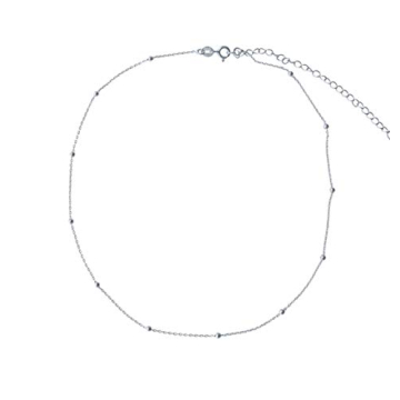 Amkaka Minimalist Sterling Silver Choker Necklace Thin Bead Ball Necklace (Silver)