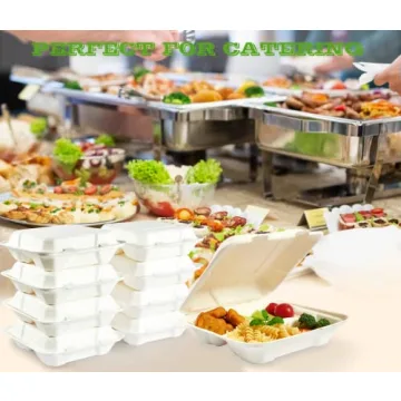 Vplus Compostable Clamshell Containers 90 Pack 8"X8"