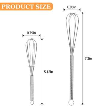 NileHome Mini Whisks Stainless Steel Whisk Set 5" 7" Kitchen Small Wisk Balloon Wire Tiny Whisks for...