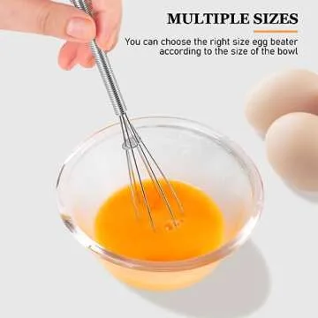 NileHome Mini Whisks Stainless Steel Whisk Set 5" 7" Kitchen Small Wisk Balloon Wire Tiny Whisks for Cooking, Whisking, Blending, Beating, Stirring 2Pack