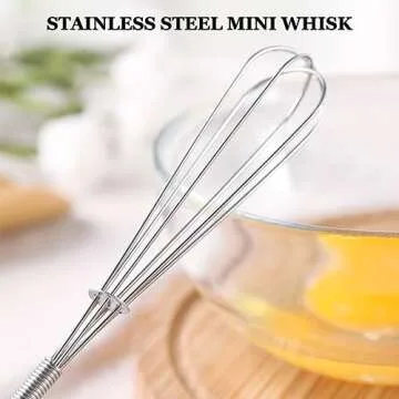 NileHome Mini Whisks Stainless Steel Whisk Set 5" 7" Kitchen Small Wisk Balloon Wire Tiny Whisks for Cooking, Whisking, Blending, Beating, Stirring 2Pack