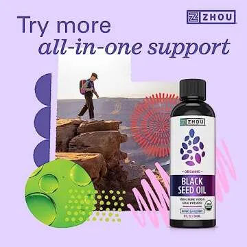 Zhou Nutrition Black Seed Oil Capsules, 100% Virgin, Cold Pressed Source of Omega 3 6 9, Super Antioxidant for Immune Support, Joints, Digestion, Hair & Skin, 60 Caps