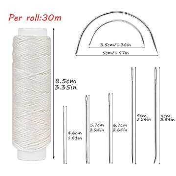 32 Yards Waxed Thread with Leather Hand Sewing Needles for Upholstery & Leather Repair