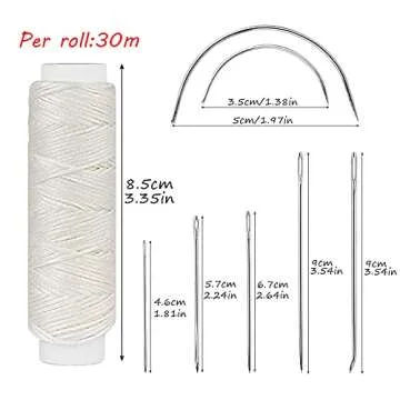 32 Yards Waxed Thread with Leather Hand Sewing Needles for Upholstery & Leather Repair