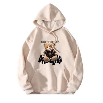 Stylish GORGLITTER Women's Graphic Letter Print Hoodie in Khaki