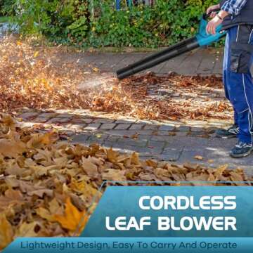 Leaf Blower, Electric Cordless Leaf Blower with 2 Batteries and Charger, 2 Speed Mode, Lightweight L...
