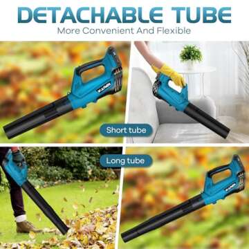 Leaf Blower, Electric Cordless Leaf Blower with 2 Batteries and Charger, 2 Speed Mode, Lightweight Leaf Blowers for Blowing Leaves, Lawn Care, Patio Cleaning and Dust