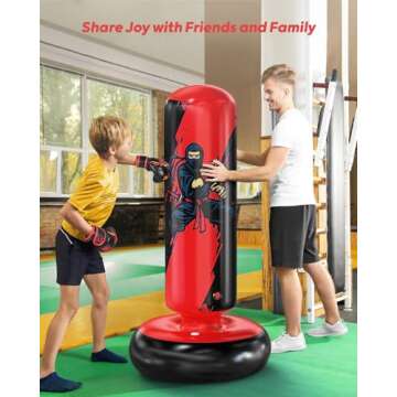 QPAU Kids Punching Bag - Durable Inflatable Boxing Set