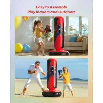 QPAU Kids Punching Bag - Durable Inflatable Boxing Set