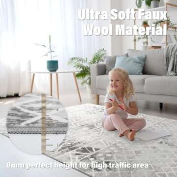 5x7 Washable Large Area Rugs for Living Room Non Slip Boho Moroccan Bedroom Rug Indoor Farmhouse Geo...