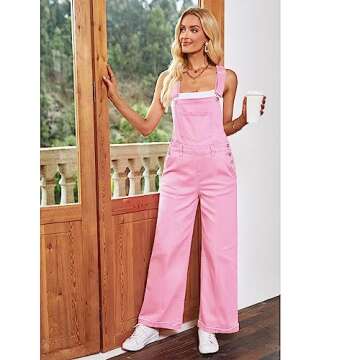 Vetinee Women Denim Jumpsuit - Stylish Wide Leg Overalls