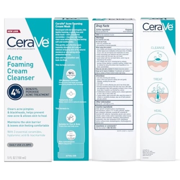 CeraVe Acne Foaming Cream Cleanser 4% Benzoyl Peroxide 5oz