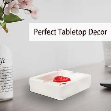 Ash Tray, Cool Poker Ashtray for Cigarettes Smokers, Fantasy Tabletop Home Decor for Indoor Home Outside Patio Use, Ideal Christmas, Valentine, Father's Day, Mother's Day Gift (Ace of Red Heart)