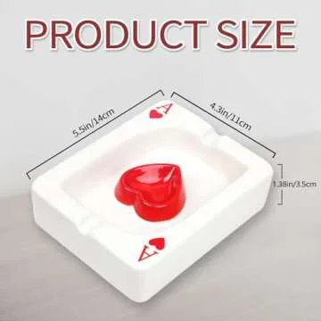 Ash Tray, Cool Poker Ashtray for Cigarettes Smokers, Fantasy Tabletop Home Decor for Indoor Home Outside Patio Use, Ideal Christmas, Valentine, Father's Day, Mother's Day Gift (Ace of Red Heart)