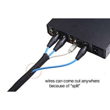 Alex Tech Cord Protector Wire Loom Tubing Cable Sleeve Split Sleeving For USB Cable Power Cord Audio Video Cable – Protect Cat From Chewing Cords