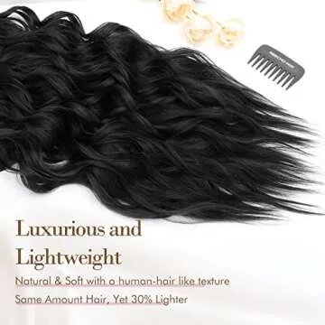 REECHO Hair Extensions, 4PCS Clip in Hair Extensions HE001 Natural Soft Synthetic Hairpieces for Women, Black