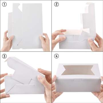 Moretoes 36pcs Cookie Boxes, 8x6x2.5 Cookie Boxes with Window, Strawberry Boxes Bakery Boxes Easter Treat Boxes for Chocolate Covered Strawberries, Pastries, Desserts