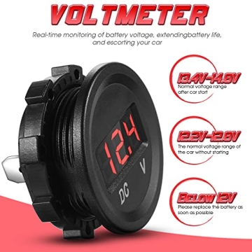 BBTO Waterproof DC 12V Voltage Gauge for Vehicles