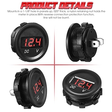 BBTO Waterproof DC 12V Voltage Gauge for Vehicles