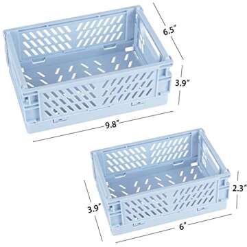 Tixill 2-Pack Mini Foldable Plastic Baskets for Organizing and Storage, Collapsible Storage Crate fo...