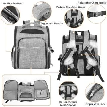 WHDPets Expandable Cat Backpack Carrier for Travel