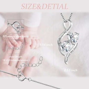MUATOGIML Mothers Birthday Gifts 925 Sterling Silver Always My Mother Forever My Friend Love Heart Pendant Necklace,Mom Daughter Jewelry Gifts