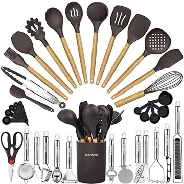Cooking Utensils Set - 35 PCs Kitchen Utensils with Grater, Tongs, Spoon Spatula & Turner Made of He...