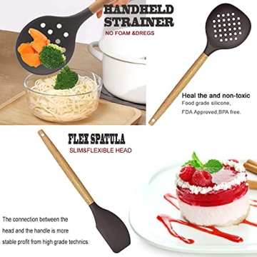 35-Piece Kitchen Utensils Set with Silicone and Wood Handles