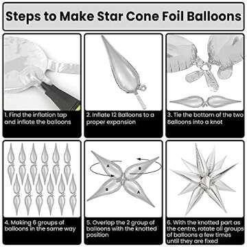 KatchOn, Silver Star Balloons Metallic - 26 Inch, Pack of 50 | Silver Star Foil Balloons, Silver Spike Balloons for Graduation Decorations Class of 2025 | Star Silver Balloons | Prom Decorations 2025