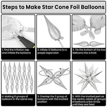 KatchOn, Silver Star Balloons Metallic - 26 Inch, Pack of 50 | Silver Star Foil Balloons, Silver Spike Balloons for Graduation Decorations Class of 2025 | Star Silver Balloons | Prom Decorations 2025