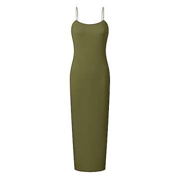 ZESICA Women's Spaghetti Strap Bodycon Maxi Dress 2024 Summer Sleeveless Backless Cocktail Wedding Party Long Dresses,ArmyGreen,Medium