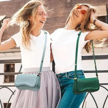 Keyli Women's Light Blue Hobo Handbag, Leather, 10.3" L x 2.4" W x 5.7" H, Magnetic Buckle Lock, Adjustable Handle Drop, Canvas Interior, Ideal for Travel