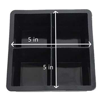 witice Large Ice Cube Trays Silicone (2.5-Inches) - Whiskey Ice Cube Mold, With Easy Release Ice Cubes for Whiskey and For Cocktail,Food Grade (Black 2 Tray)