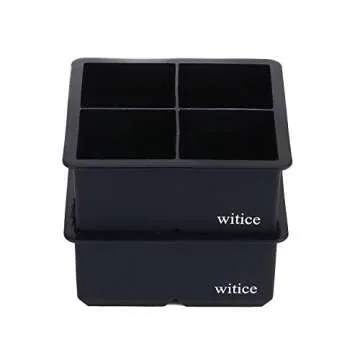 witice Large Ice Cube Trays Silicone (2.5-Inches) - Whiskey Ice Cube Mold, With Easy Release Ice Cubes for Whiskey and For Cocktail,Food Grade (Black 2 Tray)