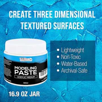 U.S. Art Supply Modeling Paste for Acrylic Painting - 500ml Acrylic Texture Paste for Textured Art, ...