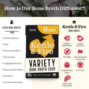 Kettle and Fire Bone Broth Variety Pack - Healthy & Versatile