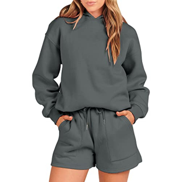 Buy ANRABESS 2 Piece Outfit Hoodie and Shorts Set