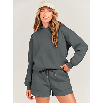 Buy ANRABESS 2 Piece Outfit Hoodie and Shorts Set