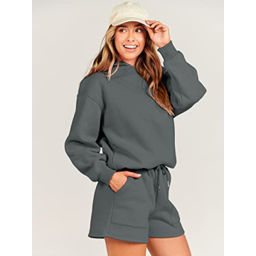Buy ANRABESS 2 Piece Outfit Hoodie and Shorts Set