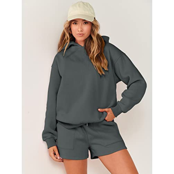 Buy ANRABESS 2 Piece Outfit Hoodie and Shorts Set