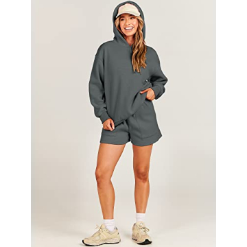 Buy ANRABESS 2 Piece Outfit Hoodie and Shorts Set