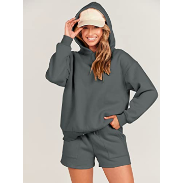 Buy ANRABESS 2 Piece Outfit Hoodie and Shorts Set