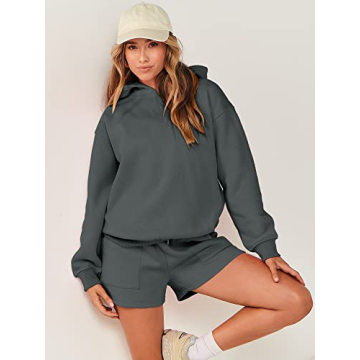 Buy ANRABESS 2 Piece Outfit Hoodie and Shorts Set